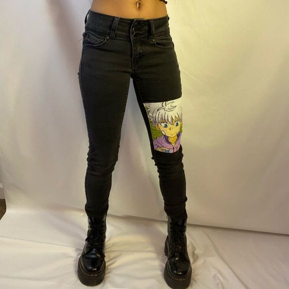 Wax Jean Jeans Black Painted Anime Jeans Poshmark